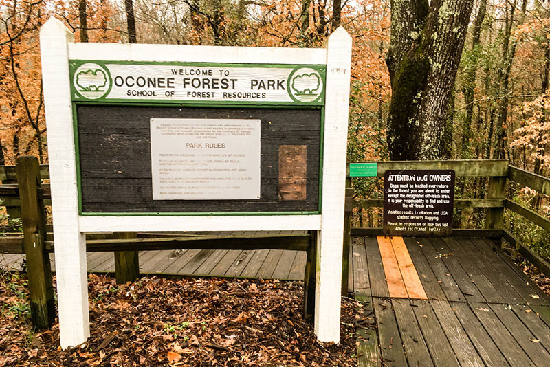 Welcome sign for Oconee Forest Park