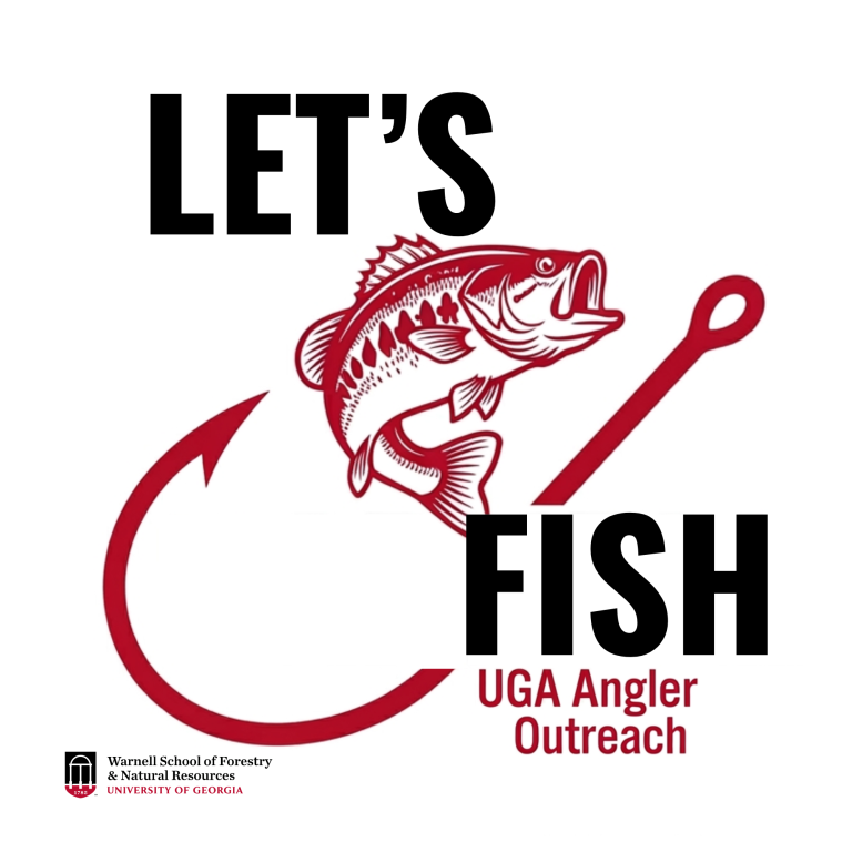 Let's Fish UGA Angler Outreach logo featuring fish and fish hook